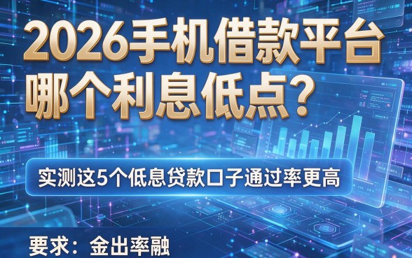 2026手机借款平台哪个利息低点?实测这5个低息贷款口子通过率更高