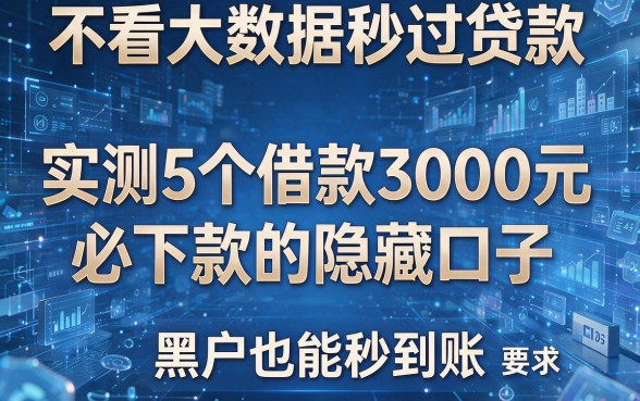不看大数据秒过贷款:实测5个借款3000元必下款的隐藏口子,黑户也能秒到账