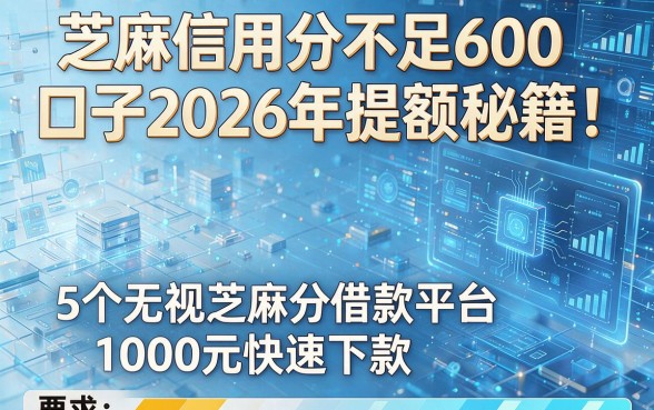 芝麻信用分不足600口子2026年提额秘籍！附5个无视芝麻分借款平台1000元快速下款