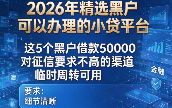 2026年精选黑户可以办理的小贷平台,这5个黑户借款50000对征信要求不高的渠道临时周转可用