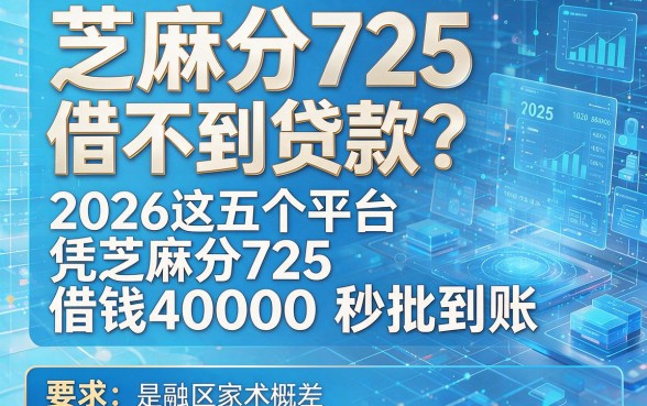 芝麻分725借不到贷款？2026这五个平台凭芝麻分725借钱40000秒批到账