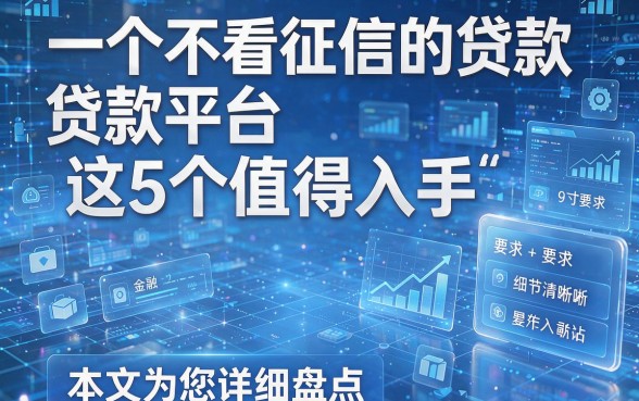 一个不看征信的贷款平台这5个值得入手，本文为您详细盘点！