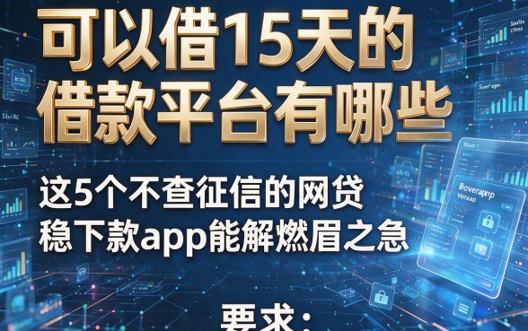 可以借15天的借款平台有哪些,这5个不查征信的网贷稳下款app能解燃眉之急