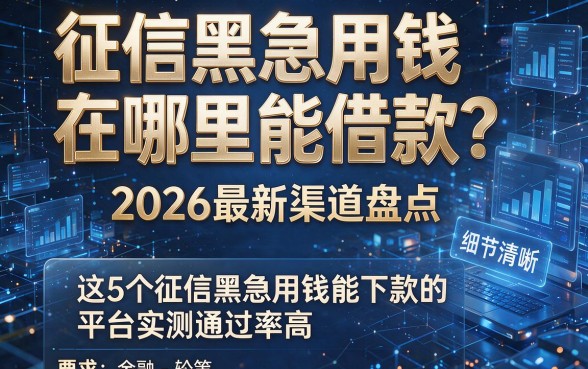 征信黑急用钱在哪里能借款？2026最新渠道盘点，这5个征信黑急用钱能下款的平台实测通过率高
