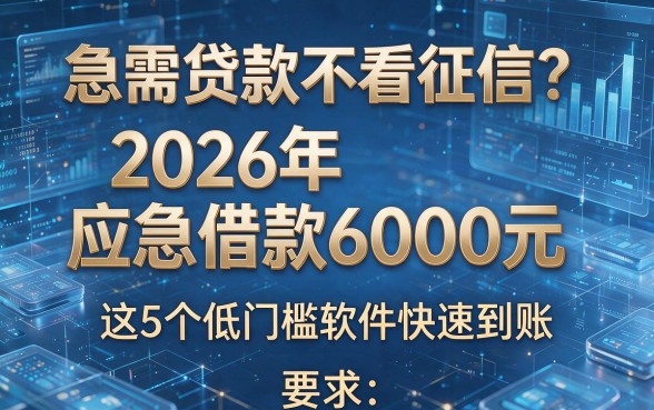 急需贷款不看征信?2026年应急借款6000元,这5个低门槛软件快速到账!