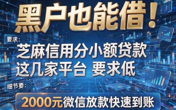 黑户也能借!芝麻信用分小额贷款这几家平台要求低,2000元微信放款快速到账