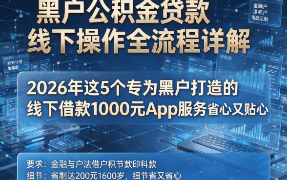 黑户公积金贷款线下操作全流程详解，2026年这5个专为黑户打造的线下借款1000元App服务省心又贴心