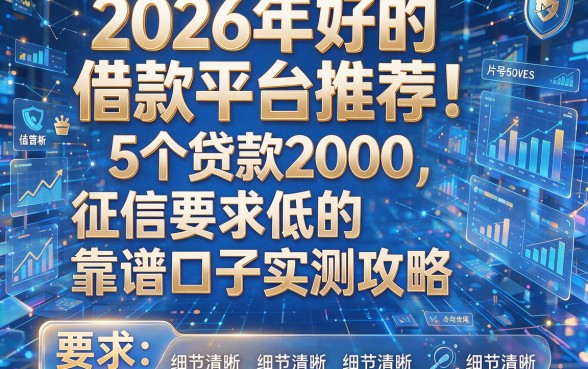2026年好的借款平台推荐!5个贷款2000、征信要求低的靠谱口子实测攻略