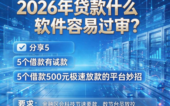 2026年贷款什么软件容易过审？分享5个借款500元极速放款的平台妙招