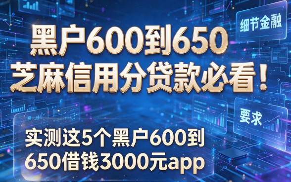 黑户600到650芝麻信用分贷款必看!实测这5个黑户600到650借钱3000元app
