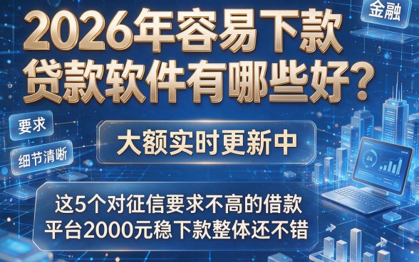 2026年容易下款贷款软件有哪些好?大额实时更新中,这5个对征信要求不高的借款平台2000元稳下款整体还不错