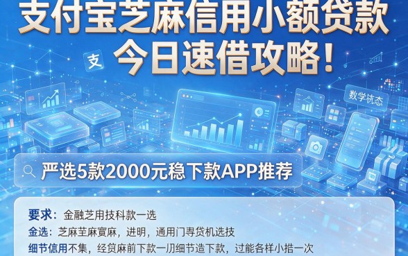 支付宝芝麻信用小额贷款今日速借攻略！严选5款2000元稳下款APP推荐