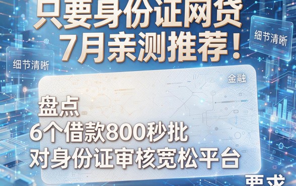 只要身份证的网贷7月亲测推荐!盘点6个借款800秒批对身份证审核宽松平台