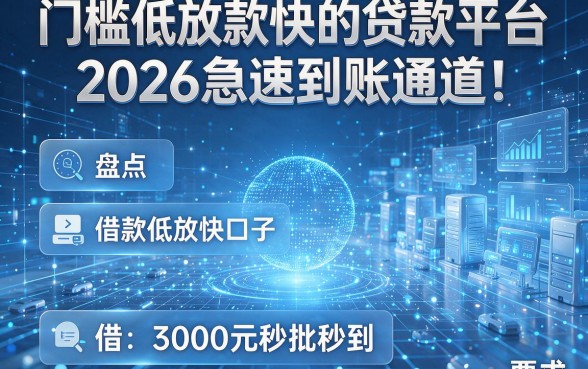 门槛低放款快的贷款平台2026急速到账通道!盘点五个借款低放快口子,3000元秒批秒到