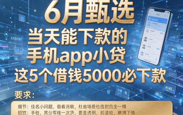 6月甄选:当天能下款的手机app小贷,这5个借钱5000必下款