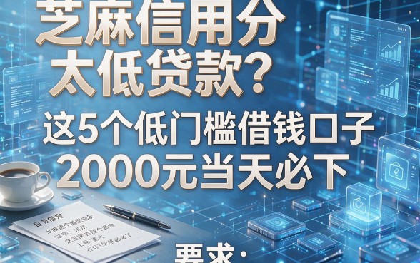 芝麻信用分太低贷款？这5个低门槛借钱口子，2000元当天必下！