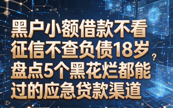以下是模仿原标题风格生成的新标题：黑户小额借款不看征信不查负债18岁，盘点5个黑花烂都能过的应急贷款渠道