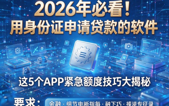 2026年必看！用身份证申请贷款的软件，这5个APP紧急额度技巧大揭秘
