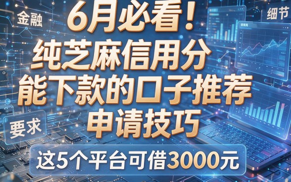 6月必看！纯芝麻信用分能下款的口子推荐及申请技巧，这5个平台可借3000元
