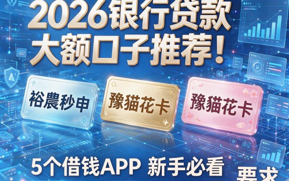2026银行贷款大额口子推荐！裕農秒申、豫貓花卡等5个借钱APP新手必看