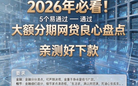 2026年必看！5个易通过的大额分期网贷良心盘点，亲测好下款