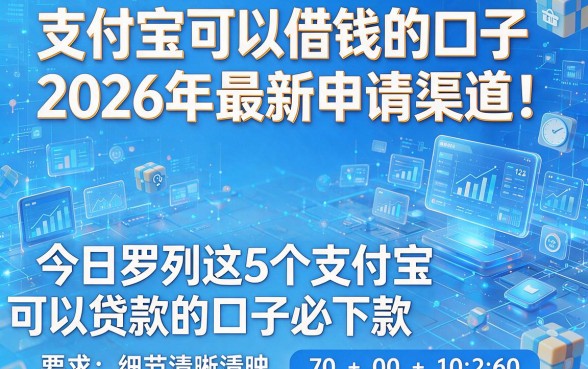 支付宝可以借钱的口子2026年最新申请渠道!今日罗列这5个支付宝可以贷款的口子必下款