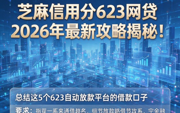 芝麻信用分623网贷2026年最新攻略揭秘!总结这5个623自动放款平台的借款口子