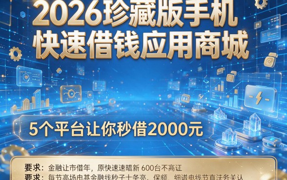 2026珍藏版手机快速借钱应用商城,5个平台让你秒借2000元!