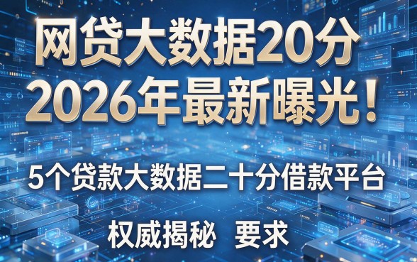 网贷大数据20分2026年最新曝光!权威揭秘5个贷款大数据二十分借款平台