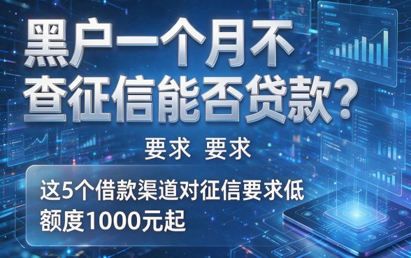黑户一个月不查征信能否贷款?这5个借款渠道对征信要求低,额度1000元起