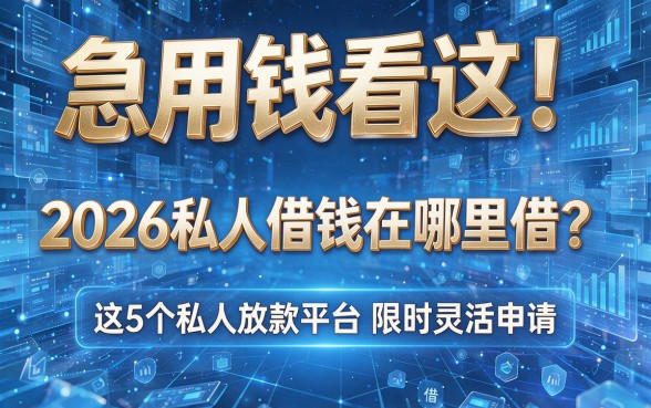 急用钱看这!2026私人借钱在哪里借?这5个私人放款平台限时灵活申请