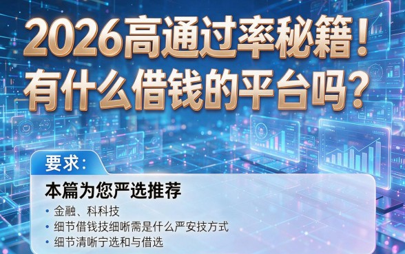 2026高通过率秘籍！有什么借钱的平台吗？本篇为您严选推荐！
