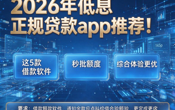 2026年低息正规贷款app推荐!这5款借款软件秒批额度,综合体验更优
