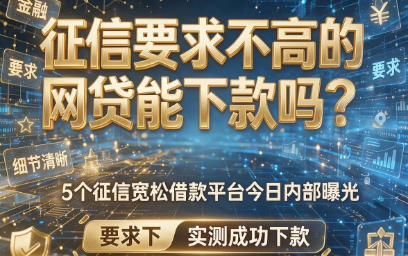 征信要求不高的网贷能下款吗?5个征信宽松借款平台今日内部曝光,实测成功下款!