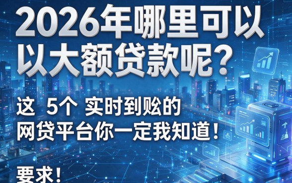 2026年哪里可以大额贷款呢?这5个实时到账的网贷平台你一定要知道!