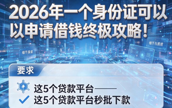 2026年一个身份证可以申请借钱终极攻略!这5个贷款平台秒批下款