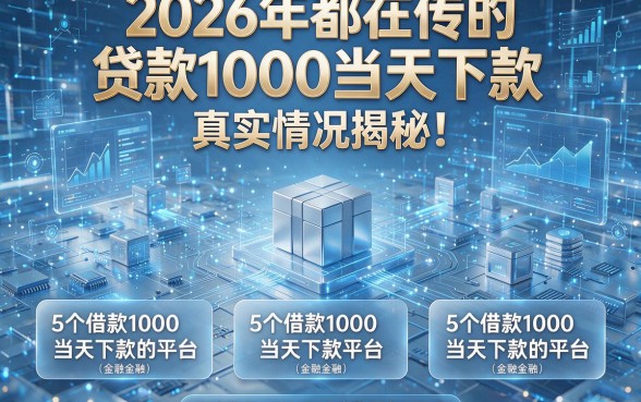 2026年都在传的“贷款1000当天下款”真实情况揭秘!深度盘点5个借款1000能当天下款的平台