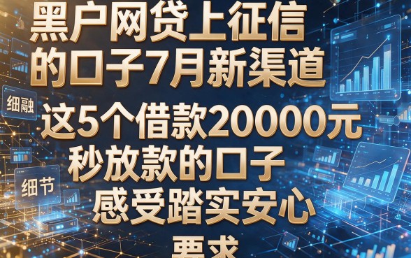 黑户网贷上征信的口子7月新渠道，这5个借款20000元秒放款的口子感受踏实安心