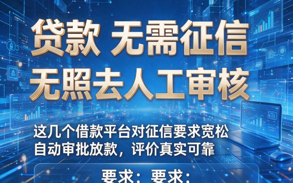贷款无需征信无需去人工审核,这几个借款平台对征信要求宽松自动审批放款评价真实可靠