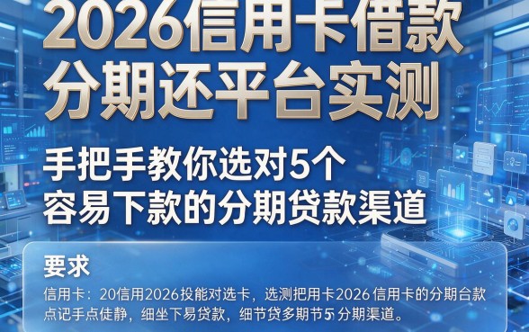 2026信用卡借款分期还平台实测：手把手教你选对5个容易下款的分期贷款渠道