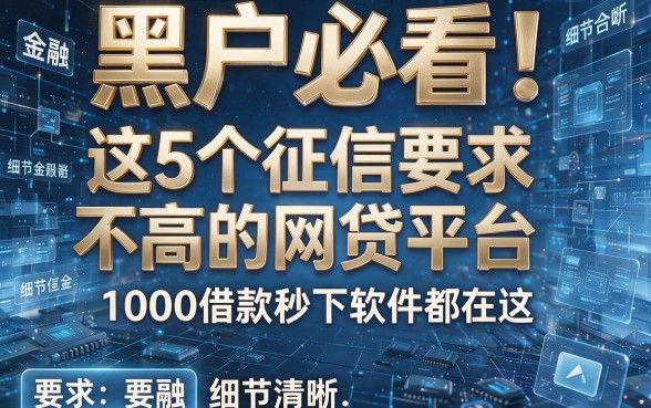 黑户必看!这5个征信要求不高的网贷平台,1000借款秒下软件都在这
