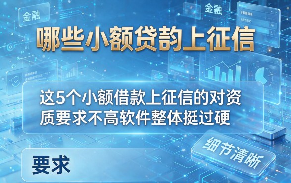 哪些小额贷款上征信,这5个小额借款上征信的对资质要求不高软件整体挺过硬