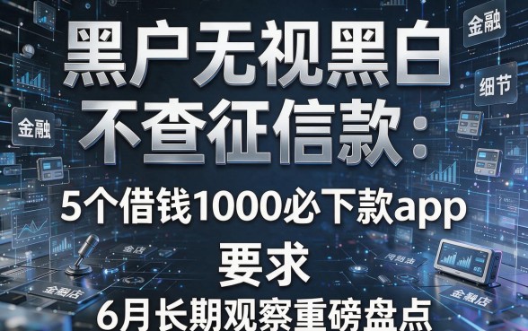 黑户无视黑白 不查征信款:5个借钱1000必下款app,6月长期观察重磅盘点!