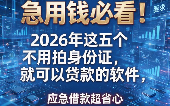 急用钱必看!2026年这五个不用拍身份证就可以贷款的软件,应急借款超省心
