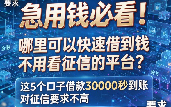 急用钱必看!哪里可以快速借到钱 不用看征信的平台?这5个口子借款30000秒到账,对征信要求不高!