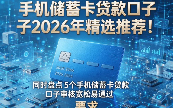 手机储蓄卡贷款口子2026年精选推荐！同时盘点5个手机储蓄卡贷款口子审核宽松易通过