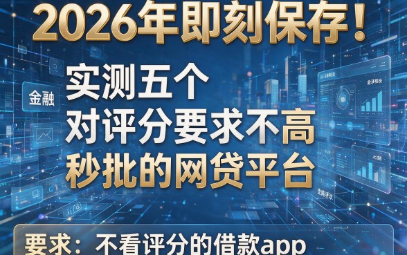 2026年即刻保存！实测五个对评分要求不高秒批的网贷平台不看评分的借款app
