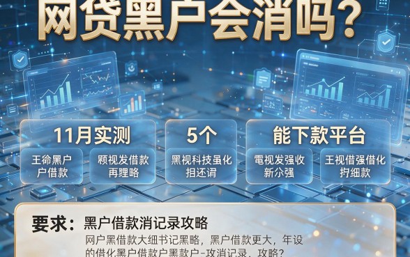 网贷黑户会消吗？11月实测5个能下款平台，黑户借款消记录攻略