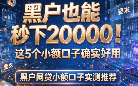 黑户也能秒下20000！这5个小额口子确实好用，黑户网贷小额口子实测推荐