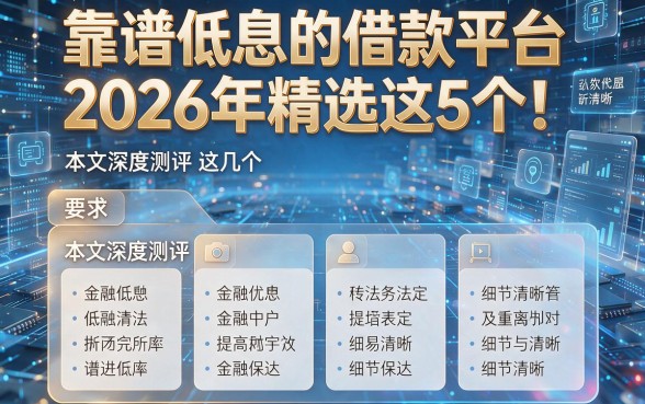 靠谱低息的借款平台2026年精选这5个!本文深度测评这几个!
